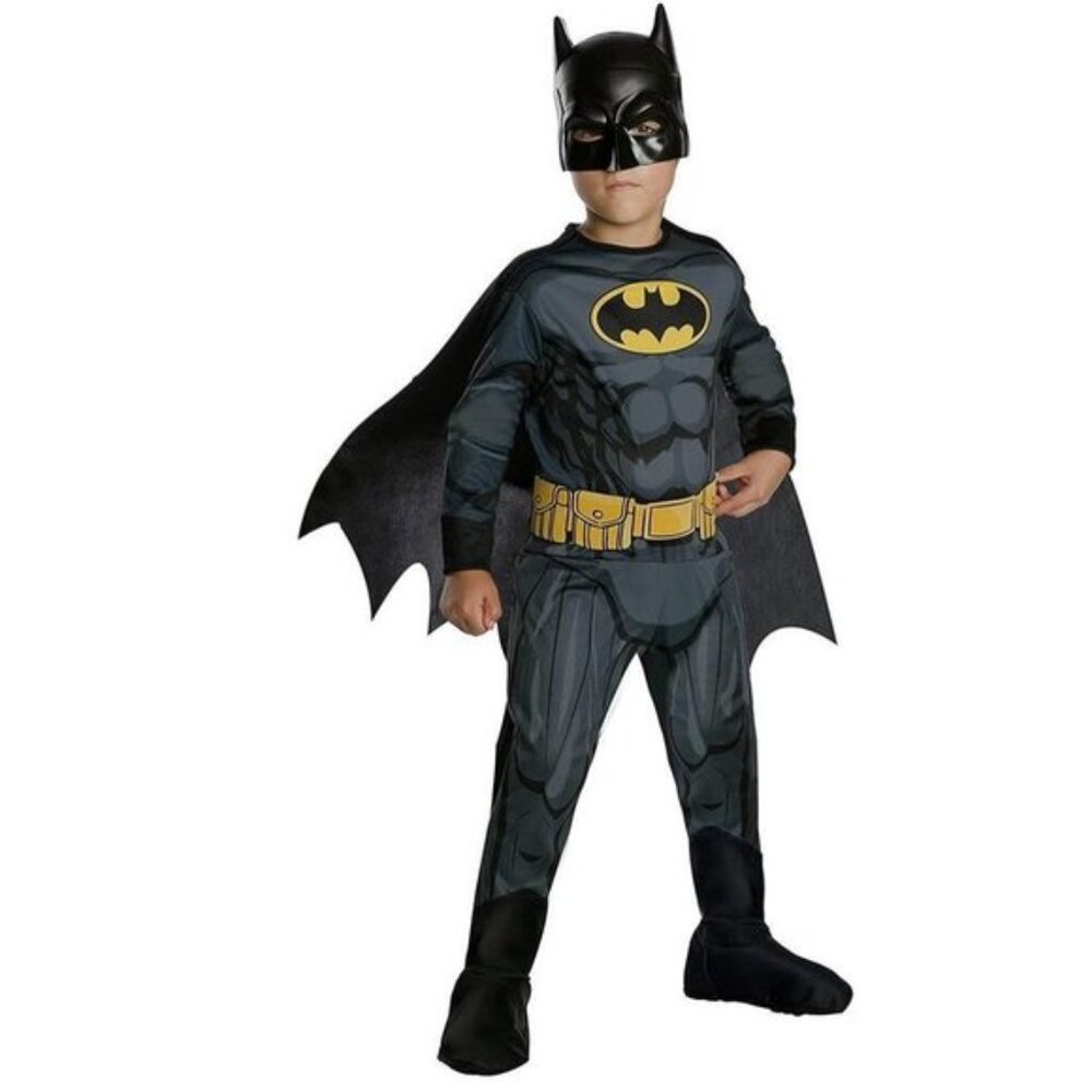Batman Halloween Costume 12/14 Jumpsuit w/ Boot Tops, Mask, Cape Boys DC Comics